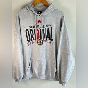 Adidas Men's Chicago Blackhawks Original Six Sweater Hoodie Size XXL Gray Retro